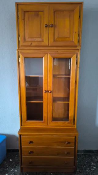 VITRINA O ALACENA DE MADERA ROBLE 3 MODULOS