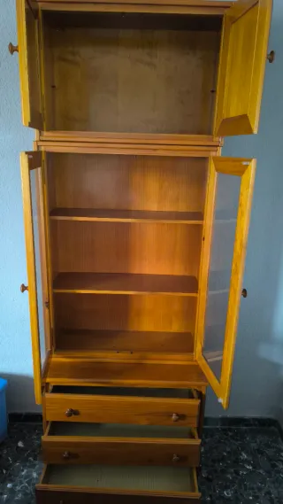 VITRINA O ALACENA DE MADERA ROBLE 3 MODULOS