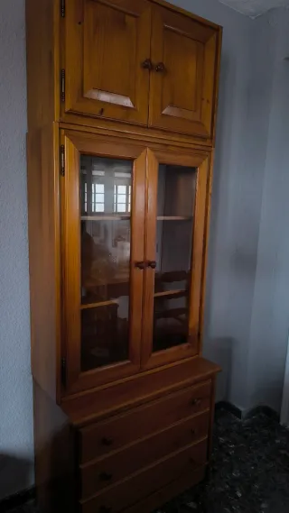 VITRINA O ALACENA DE MADERA ROBLE 3 MODULOS