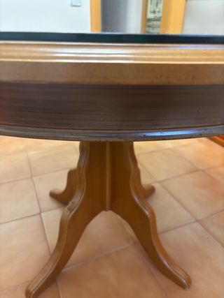 Mesa redonda extensible (153cm)madera y cristal