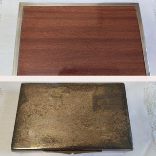 Scatola di Sigari in Legno e Alpaca