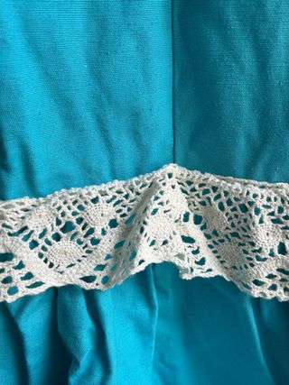 Traje Flamenca Turquesa Encaje Beige 12 Años