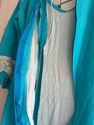 Traje Flamenca Turquesa Encaje Beige 12 Años