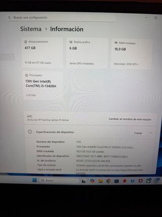 HP Victus 15 Gaming RTX 3050 6GB / i5 13ª Gen