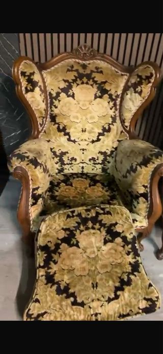 Sillón vintage terciopelo madera