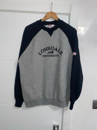 Sudadera Lonsdale University Gris y Negra