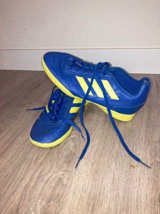 Botas Fútbol Sala Adidas Niño Azul/Amarillo