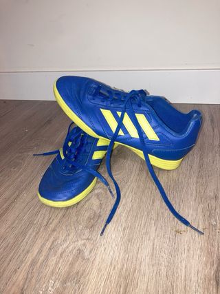 Botas Fútbol Sala Adidas Niño Azul/Amarillo