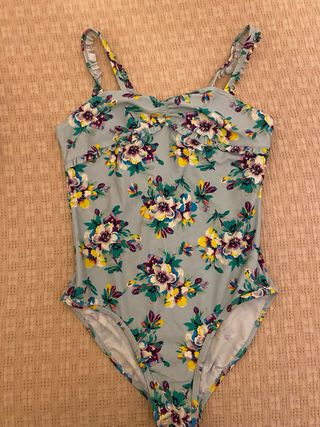 Bañador floral celeste