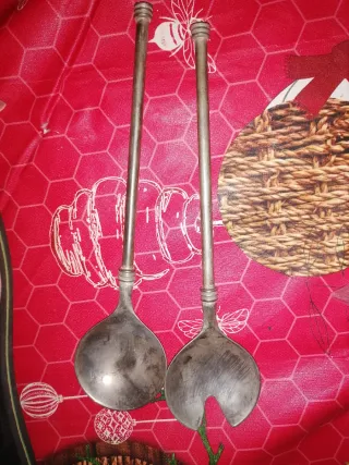 Cubiertos Ensalada Antiguos Metal de 25 cm ano 50