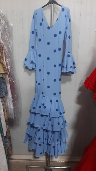 Vestido Flamenco Lunares Azul Varias Tallas 1,2y3