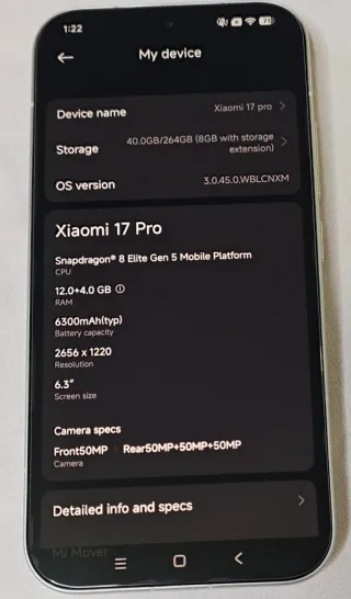 Xiaomi 17 Pro Blanco 16GB RAM 256GB