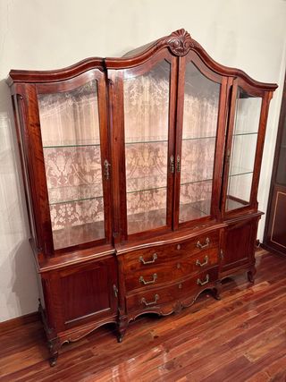 Vitrina de madera y cristal vintage