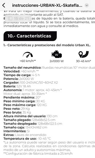 Patinete Eléctrico Skateflash Urban XL