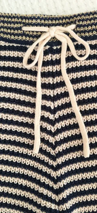 Pantalón Meisïe rayas beige y azul marino