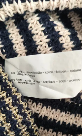 Pantalón Meisïe rayas beige y azul marino