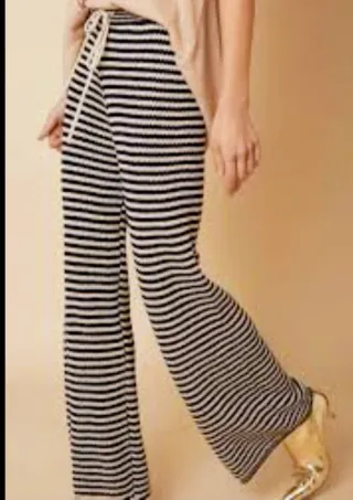 Pantalón Meisïe rayas beige y azul marino