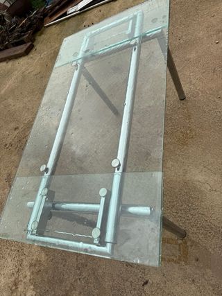 Mesa cristal y acero 140x80