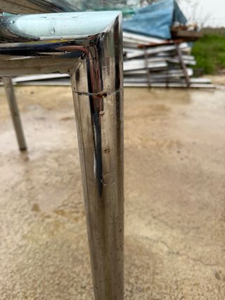 Mesa cristal y acero 140x80