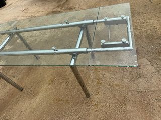 Mesa cristal y acero 140x80