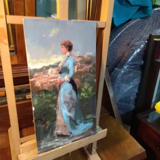 Dipinto Dama con gatto stile '800