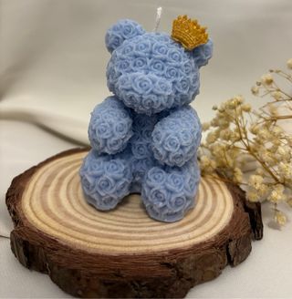 Vela Oso de rosas con Corona Dorada