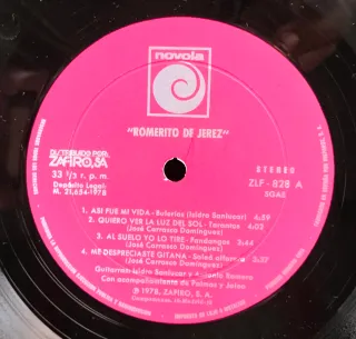 Lp Romerito de Jerez Zafiro 1978