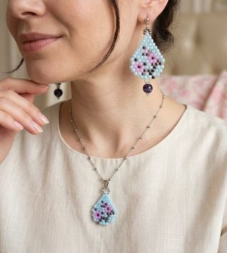 Collana Ciondolo Orecchini Etnico Asiatico Agata