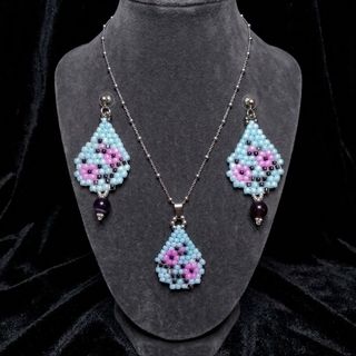 Collana Ciondolo Orecchini Etnico Asiatico Agata