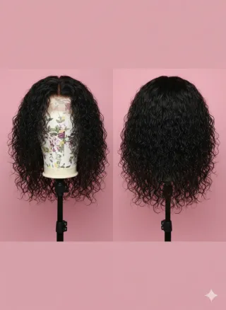 Peluca de cabello natural ondulado