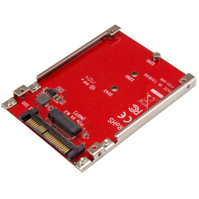 StarTech.com Tarjeta Adaptador PCI Express M.2 a U.2 SFF8639 para SSD NVMe M.2 \- Conversor para SSD M.2 \- Tarjeta Anfitrión para SSD M.2 \- Convertidor de Unidad M.2 PCIe a 2,5" \- Rojo \(U2M2E125\)