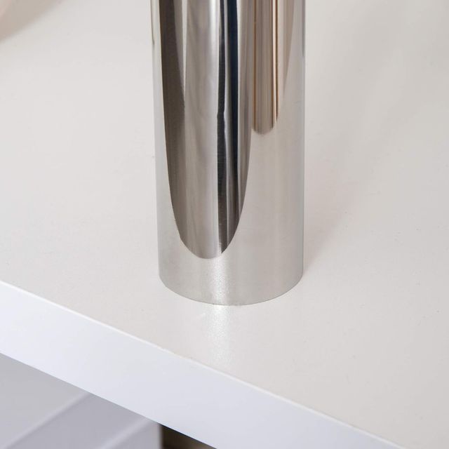 Escritorio Angular Moderno de Madera con Cajón, Armario y Estantes, Mobiliario para Oficina y Casa, Blanco