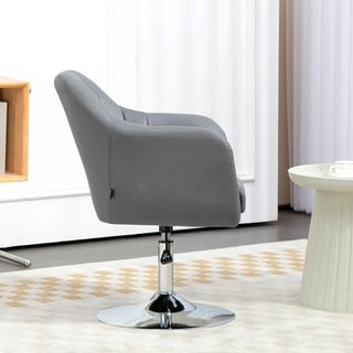 Silla Giratoria a 360° con Altura Regulable en Poliéster, Silla Moderna con Cojín, Soporte Lumbar y Reposabrazos, 60X60X79-91 Cm, Gris Oscuro
