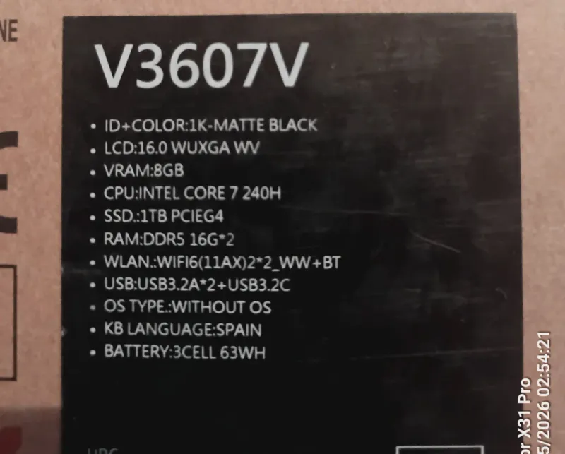 Portátil Asus V3607V Intel Core i7 240H