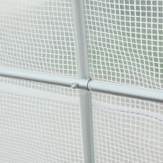 Invernadero para Huerto Con 6 Ventanas Y Puerta Enrollable, Invernadero De Jardín en Forma de Túnel, Invernadero para Plantas Con Estructura de Metal Y Tela de Polietileno, 4.5X2X2M, Blanco