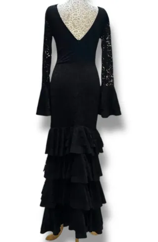 Traje Flamenca Encaje Morado, rojo,negro,amarillo