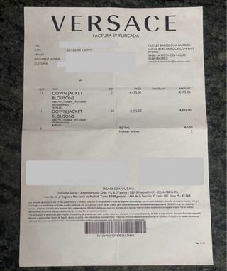 Chaqueta plumón negra Versace hombre L (50)