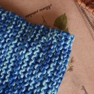 Buff Cuello Lana Azul / Azul claro,Artesana Unisex