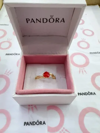Anel Pandora Rosa Dourado Original