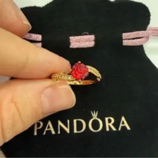 Anel Pandora Rosa Dourado Original