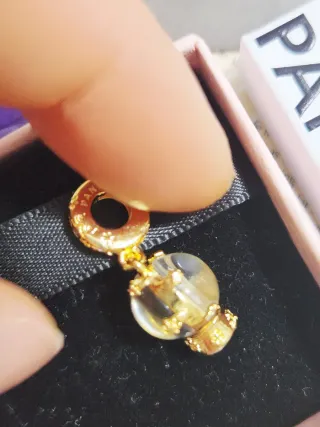 Charm Colgante Globo Corazón Copo Nieve Dorado