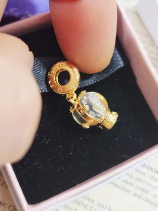 Charm Colgante Globo Corazón Copo Nieve Dorado