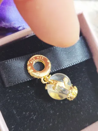 Charm Colgante Globo Corazón Copo Nieve Dorado