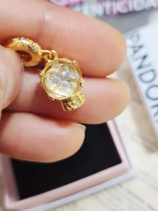 Charm Colgante Globo Corazón Copo Nieve Dorado