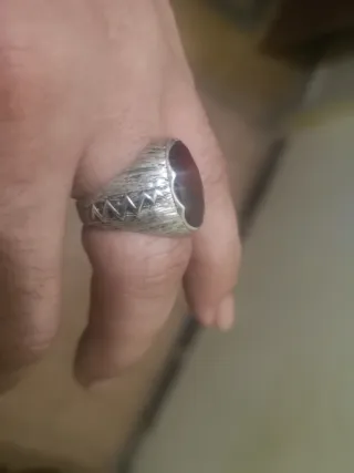 Anillo Plata 925 Hombre Piedra Roja