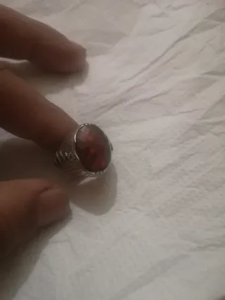 Anillo Plata 925 Hombre Piedra Roja