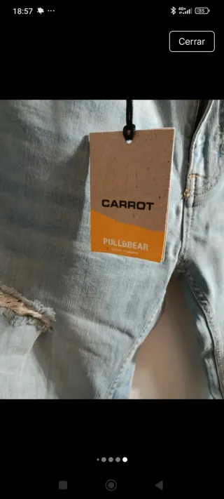 Pantalón vaquero Skinny Pull&Bear Roto Talla M.