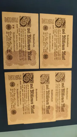 5 Billetes 2 Millones de Marcos Alemania 1923