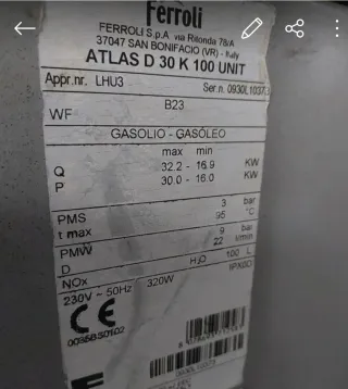 Bruciatore Ferroli SUN 30 UNIT Gasolio