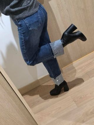 Abrigo gris largo mujer